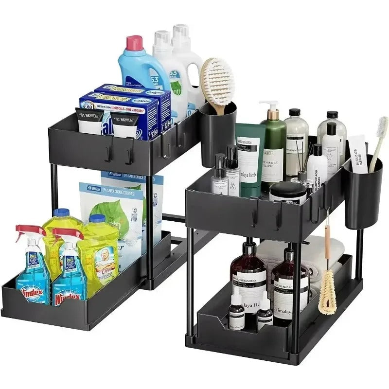 Premium 2-Tier Under Sink Organizer for Kitchen & Bathroom