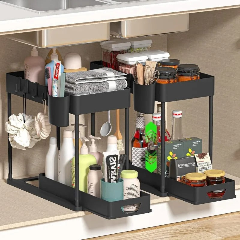 Premium 2-Tier Under Sink Organizer for Kitchen & Bathroom