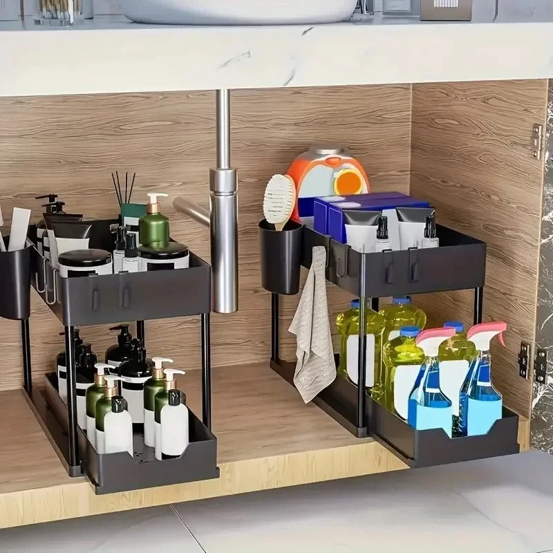 Premium 2-Tier Under Sink Organizer for Kitchen & Bathroom