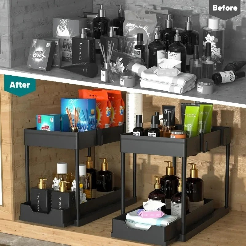 Premium 2-Tier Under Sink Organizer for Kitchen & Bathroom