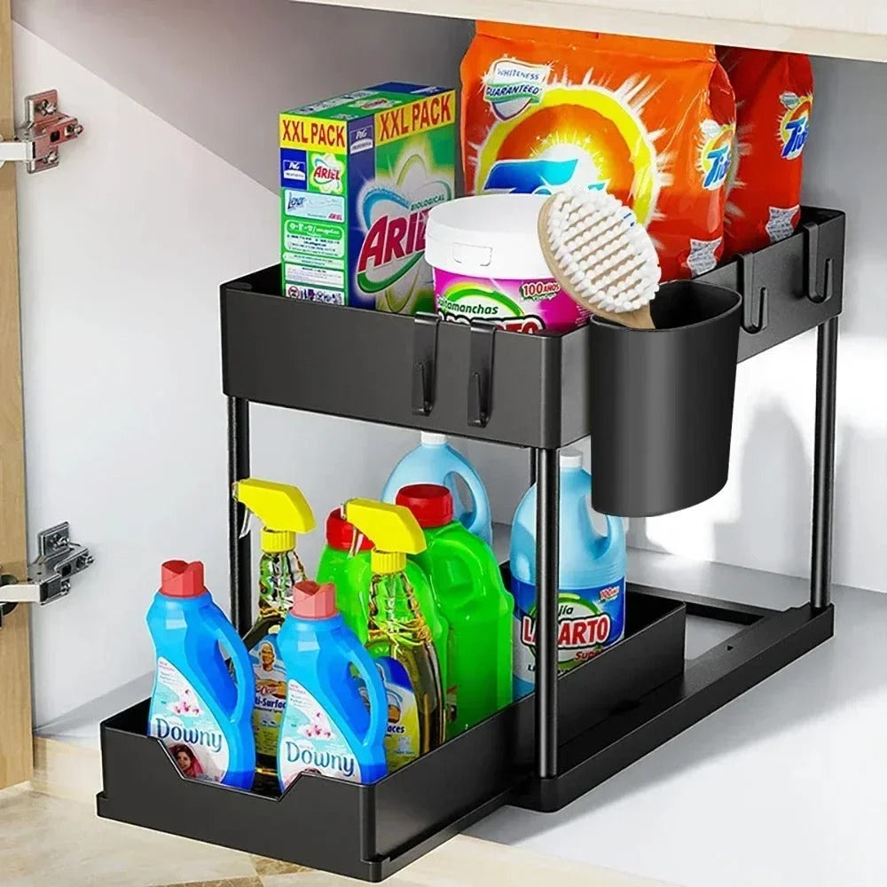 Premium 2-Tier Under Sink Organizer for Kitchen & Bathroom